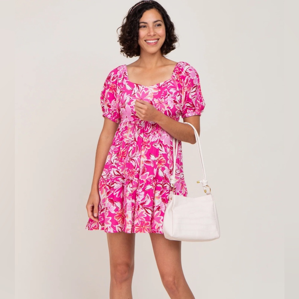 hot pink hawaiian print babydoll dress - Picture 2 of 8